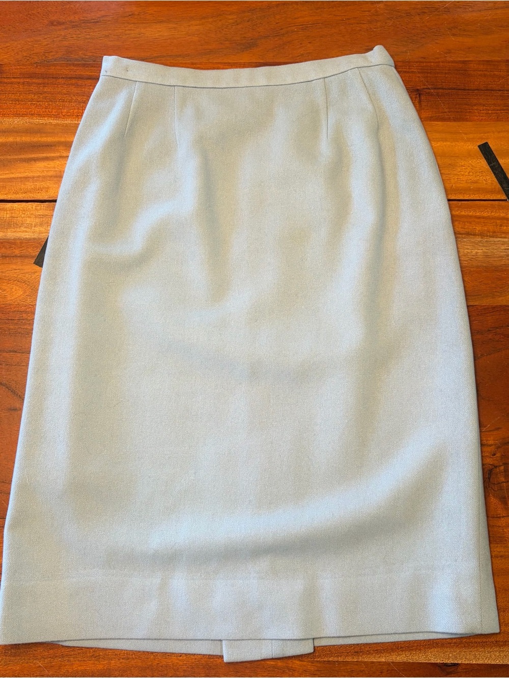 Light Blue Wool Pencil Skirt